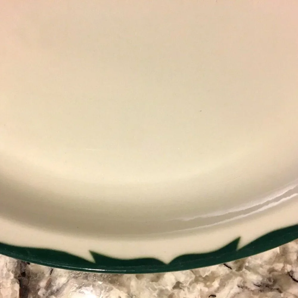 VINTAGE Mayer China Green Scroll Oval Platter Restaurant Ware HEAVYWEIGHT 13.75
